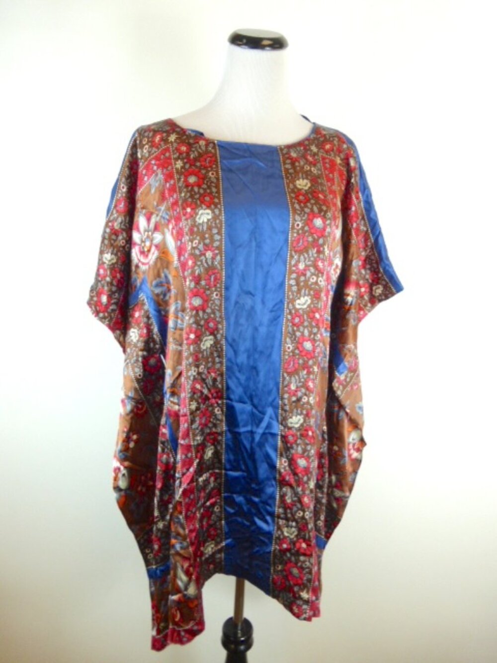 MONSOON silk blue floral TUNIC TOP MINI DRESS M NWT